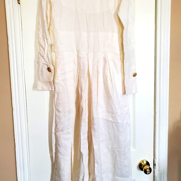 White Linen Jumpsuit - Picture 2 of 2